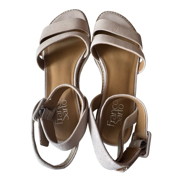 FRANCO SARTO Connolly Wedge Ivory Suede Jute Strappy Buckle Sandals Women’s 7 - Picture 7 of 10